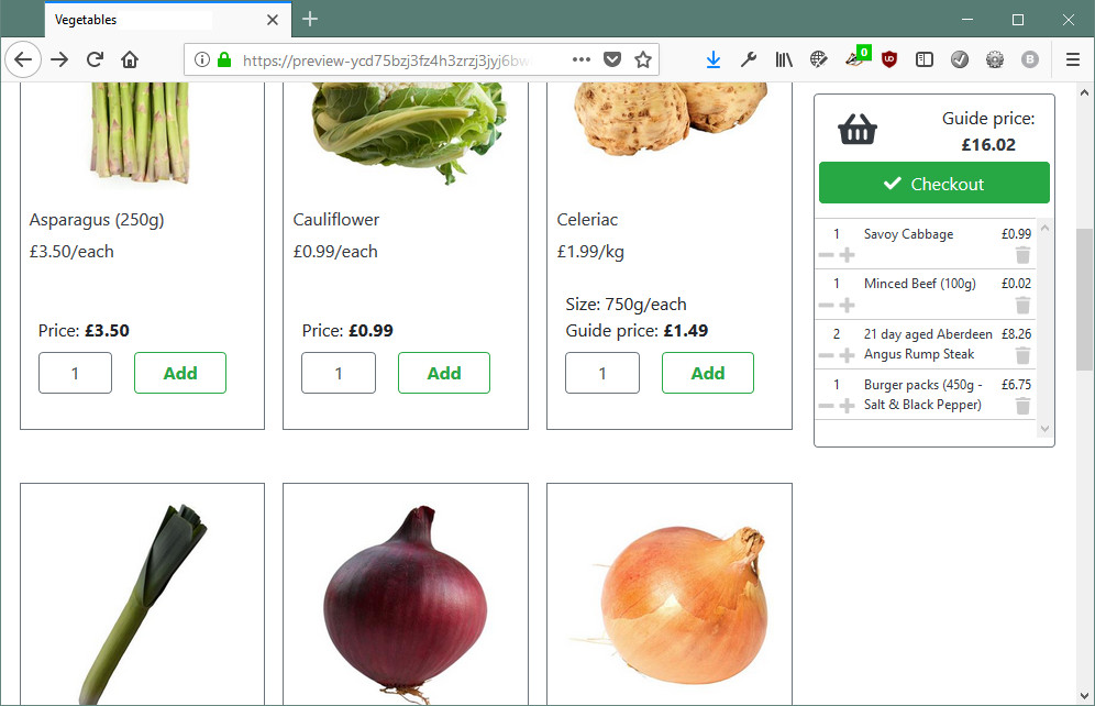 Sticky basket in the FoodCommerce default theme