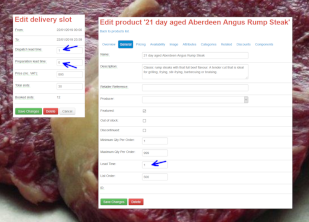 Lead times in delivery slot and product